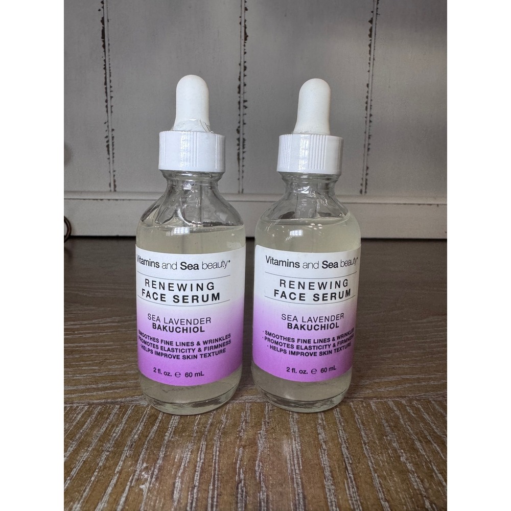 Lot of 2 Vitamins and Sea Beauty Renewing Face Serum Sea Lavender Bakuchiol 2oz